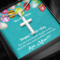 To My Son, White Gold Finish Cross Necklace, Silver necklace for Him From Mother, Pendant For Easter Day
