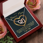 To My Bonus Mom, Interlocking Hearts Necklace, Necklace With Gift of Life Message Card For Her, Mother’s Day Gift Pendant For Her, Christmas, Birthday, Anniversary, Jewelry For Her