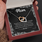 Mom, Interlocking Hearts Necklace With Without Your Encouragement and Advice I Would Not Be Here Message Card, Mother's Day Gift, Birthday, Anniversary, Pendant For Her, Jewelry For Her
