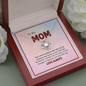 To My Mom, Love Knot Necklace With Your Smile Brightens Each Day Message Card, Mother's Day Gift, Pendant For Her, Anniversary, Birthday, Gift For Her, Jewelry For Her