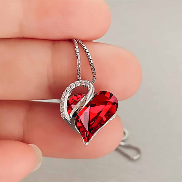 July Birthstone Heart Necklace for Women - Elegant Sterling Silver Infinity Love Pendant, Ideal for Birthday, Anniversary, Valentine's Necklace , Birthstone Jewelry - Includes Gift Box, 18" Chain