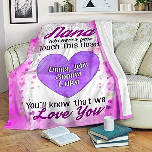 Personalized Grandma/Nana/papa Blanket - Customized with Your Nick and Grand Kids/Kids Names, Grandparents Customized Blanket, Grandparents Gift