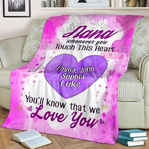 Personalized Grandma/Nana/papa Blanket - Customized with Your Nick and Grand Kids/Kids Names, Grandparents Customized Blanket, Grandparents Gift