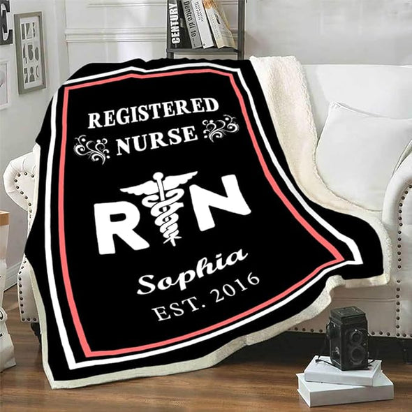 Customized Blanket for Nurse, with Your Name, Custom Gift for Nurse with Quotes, Birthday, Any Occasion, Fleece Blanket, Supersoft and Cozy Blanket