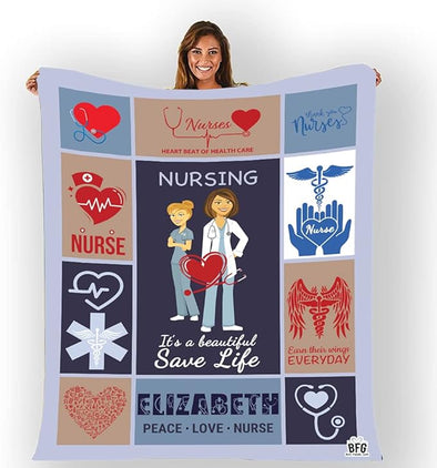 A Beautiful Saving Life, Customized Nurse Blanket, Medical Professionals Technicians Staff, Custom Names, Thanksgiving, Super Soft and Warm Blanket