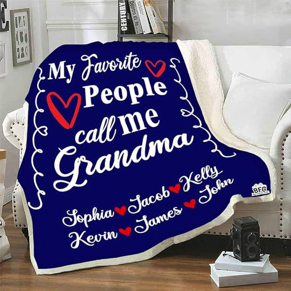 Best Family Gifts My Favorite People Call Me, Custom Grandparents Blanket, Customized Throw Blanket for Grandma, Grandpa, Nana, Gigi, Pop Etc, Grandparents Day, Christmas, Super Soft Blanket