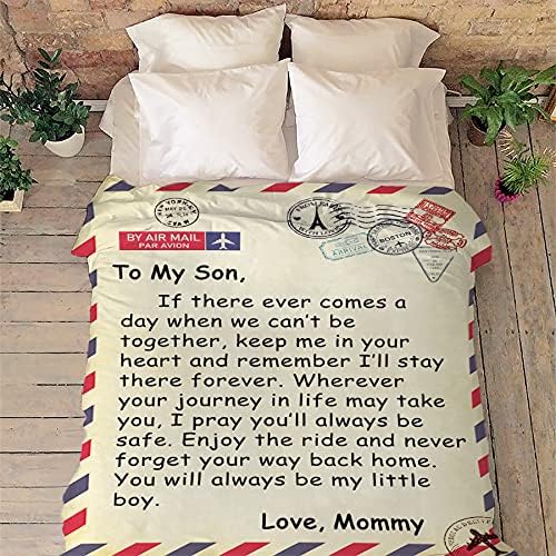 Customized Name Blanket, Birthday Gift for Son from Mom/Dad, to My Son Blanket, Air Mail Blanket Gift for Men's Day, Christmas, Thanksgiving, Proudly Printed in USA, Fleece Blanket