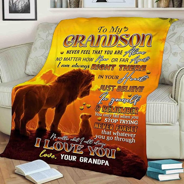 Customized Name Blanket for Grandson from Grandparents, to My Grandson, I Love You Gift for Birthday, Christmas, Thanksgiving, Anniversary Proudly Printed in USA Sherpa or Fleece Blanket
