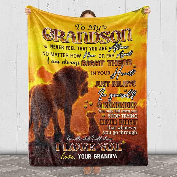 Customized Name Blanket for Grandson from Grandparents, to My Grandson, I Love You Gift for Birthday, Christmas, Thanksgiving, Anniversary Proudly Printed in USA Sherpa or Fleece Blanket