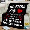 Personalized Couples Name Blanket - 'He Stole My Heart' Design. Perfect for Valentines, Birthdays, and More! Available in Fleece or Sherpa - Sent with Pride from the USA. A Heartfelt Gift from Loved Ones