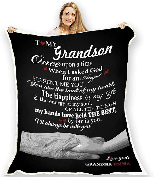 Premium Fleece Blankets for Grand Son with Quotes, Birthday, Children's Day Gifts, Supersoft and Cozy Blanket