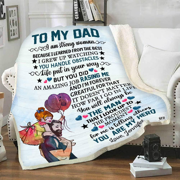 The Man The Myth The Legend, Customized Blanket for Father, with Custom Daughter Son Name, Gift for Birthday, Father's Day, Thanksgiving, Super Soft and Warm Blanket