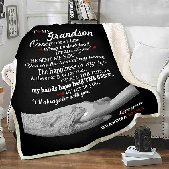 Premium Fleece Blankets for Grand Son with Quotes, Birthday, Children's Day Gifts, Supersoft and Cozy Blanket