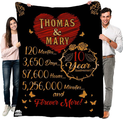 Personalized Couple Blanket - Commemorate Your Special Day with Custom Names and Anniversary Year! Super Soft and Warm Gift for Him or Her - Perfect for Celebrating Your Wedding Day