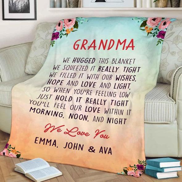 Name Blanket for Grandma: Gift for Grandparent's Day, Birthdays, and More Show your love with this Personalized Blanket, Perfect for Grandmothers, Proudly Printed in the USA. Ideal for Gifting from Grandkids on Christmas, Thanksgiving, or Anniversaries