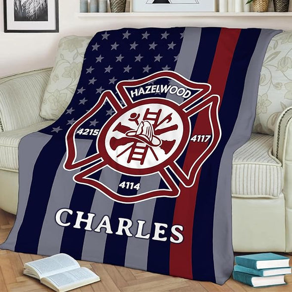 Personalized Blanket for Firefighters with Custom Name and Department Number – Ideal for Birthdays, Christmas, Thanksgiving, Anniversaries, or Retirement – A Thoughtful Gift for Him or Her, Proudly Printed in the USA.