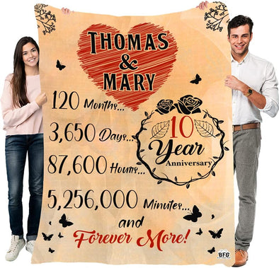 Customized Couple Blanket, Custom Names and Anniversary Year, for Him/Her, Celebrate Your Wedding Day with This Custom Gift, Super Soft and Warm Blanket