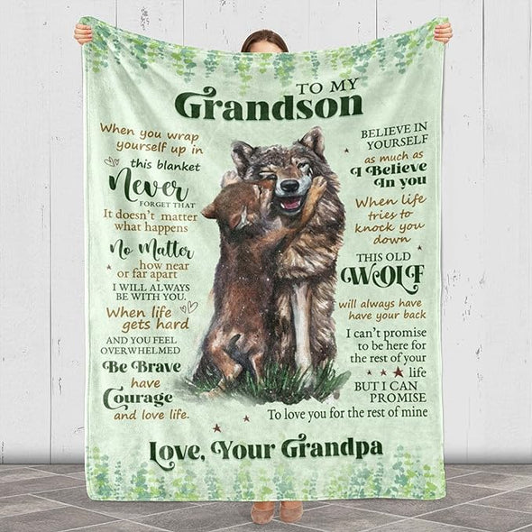 to My Grandson, I Believe in You,Customized Premium Fleece Blankets for Grand Son with Quotes, Birthday, Children's Day Gifts, Supersoft and Cozy Blanket