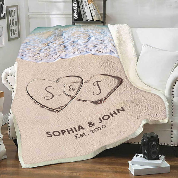 Customized Name Blanket for Couples from Husband/Wife, Family, Friends, Gift for Valentines, Birthday, Christmas, Thanksgiving, Proudly Shipped from USA Fleece or Sherpa Blanket
