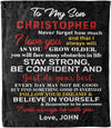 to My Son Customized Name Blanket for Son, Gift from Dad/Mom for Birthday, Christmas, Children's Day, Follow Your Dreams & Believe in Yourself Personalized Blanket Gift for Him, Printed in USA