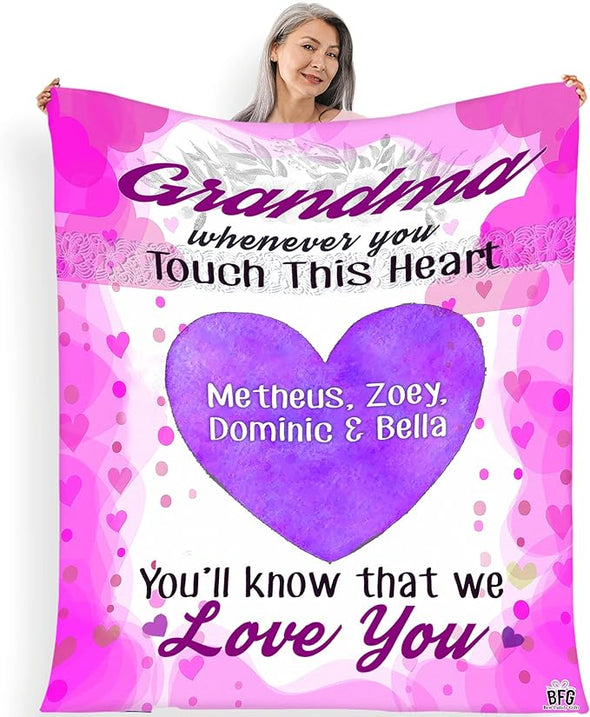 Personalized Grandma/Nana/papa Blanket - Customized with Your Nick and Grand Kids/Kids Names, Grandparents Customized Blanket, Grandparents Gift