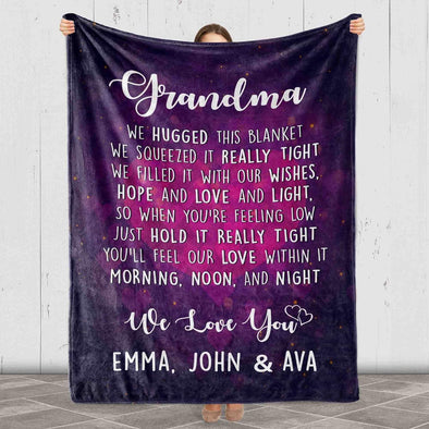 Custom Names Blanket for Grandmother, Grandma, Gift for Grandparent's Day, Birthday, Anniversary, Christmas, Thanksgiving, Personalized Blanket Gift for from Grandkids, Printed in USA