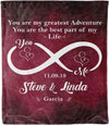 Personalized Infinity Blanket for Couples, Birthday for Him/Her, Gift for Wedding, Christmas, Valentine's Day, Custom Name and Est., Husband/Wife Blanket