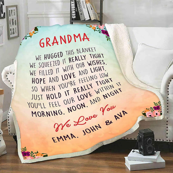 Name Blanket for Grandma: Gift for Grandparent's Day, Birthdays, and More Show your love with this Personalized Blanket, Perfect for Grandmothers, Proudly Printed in the USA. Ideal for Gifting from Grandkids on Christmas, Thanksgiving, or Anniversaries