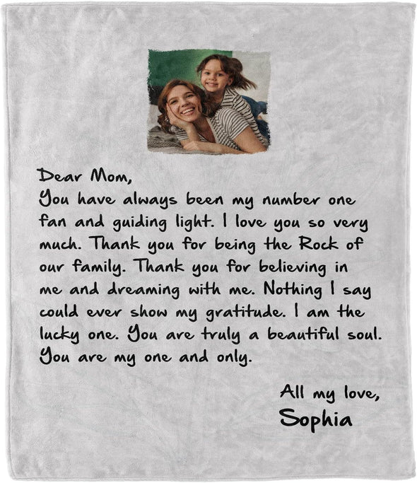 Mom Photo Blanket: Gift for Birthday, Thanksgiving Christmas Show your love with this Customized Blanket featuring the message Dear Mom You are My One & Only Proudly Printed in the USA on Luxurious Fleece or Sherpa. Perfect for Sons or Daughters to Give