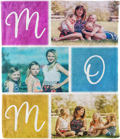 Personalized Mom Photo Blanket, Custom Photos, for Mama, from Daughter/Son, Gifts for Mom Birthday Unique Blanket, Custom Made Blankets with Pictures, Best Mom Gifts