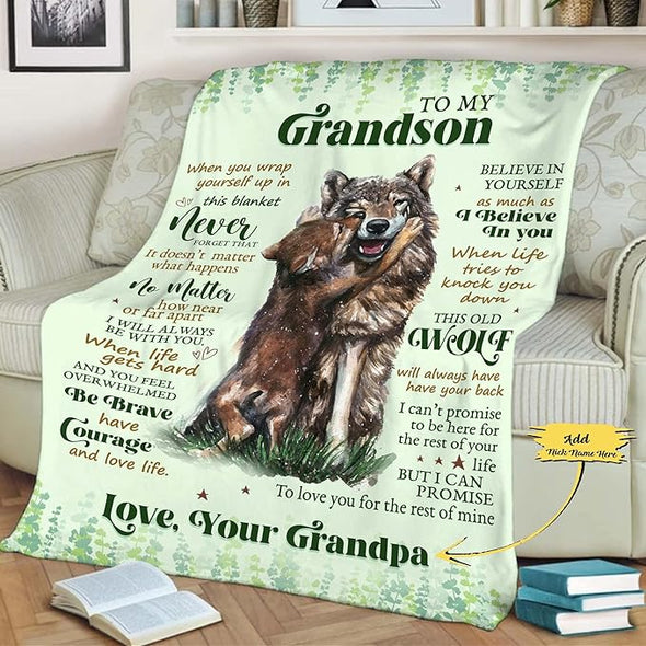 to My Grandson, I Believe in You,Customized Premium Fleece Blankets for Grand Son with Quotes, Birthday, Children's Day Gifts, Supersoft and Cozy Blanket