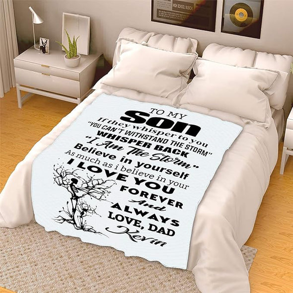 I Love You Forever and Always, Customized Premium Quality Fleece Blankets for Son with Beautiful Print and Quotes, Birthday, Children's Day, Supersoft and Warm Blanket