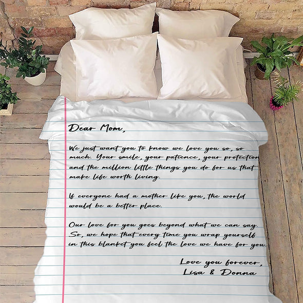Looking for the perfect gift to show your Mom just how much she means to you? Look no further! Our custom blanket adorned with the heartfelt message To My Mom, Love You Forever" is the ideal present for Mother's Day and birthdays alike.