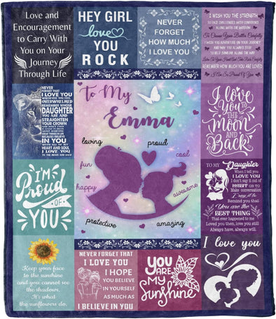 Personalized Daughter's Name Blanket: A Thoughtful Gift from Parents for Any Occasion! Celebrate Daughter's Day, Birthday, or Christmas with this Customized Keepsake, Proudly Made in the USA