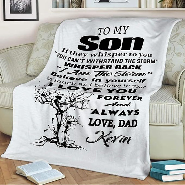 I Love You Forever and Always, Customized Premium Quality Fleece Blankets for Son with Beautiful Print and Quotes, Birthday, Children's Day, Supersoft and Warm Blanket