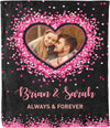 Personalized Gift for Couples Love Photo Blanket, Forever and Always, Customized Photo and Names, Anniversary, Birthday, Valentine's Day Gift, Super Cozy Soft Throw Warm Black Blanket