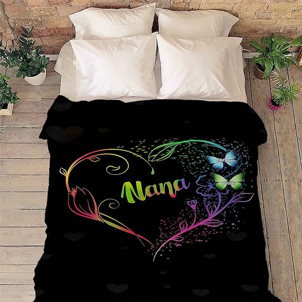 Customized Grandparents Blanket, Fleece Blanket, Bedroom Living Room Décor, Custom Names, Birthday, Christmas, Thanksgiving, Super Soft and Warm Blanket