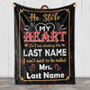 Personalized Couples Name Blanket - 'He Stole My Heart' Design. Ideal for Valentines, Birthdays, and More! Choose Sherpa or Fleece - Proudly Sent from the USA. A Heartfelt Gift from Family and Friends