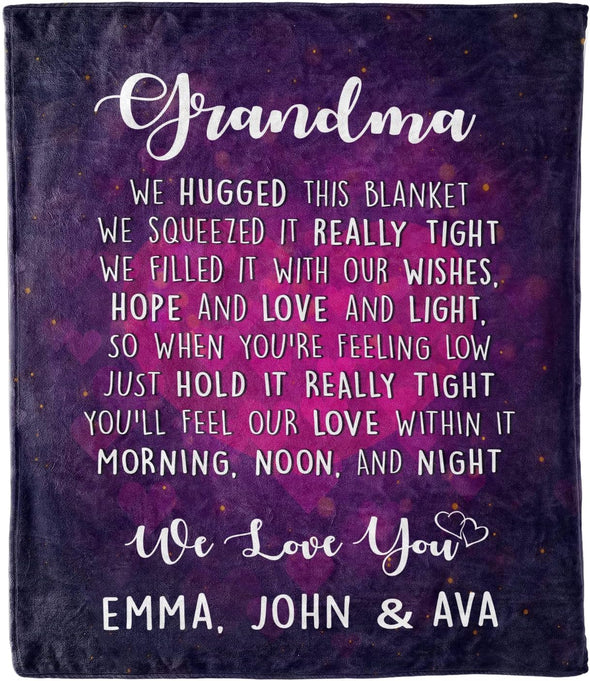 Custom Names Blanket for Grandmother, Grandma, Gift for Grandparent's Day, Birthday, Anniversary, Christmas, Thanksgiving, Personalized Blanket Gift for from Grandkids, Printed in USA