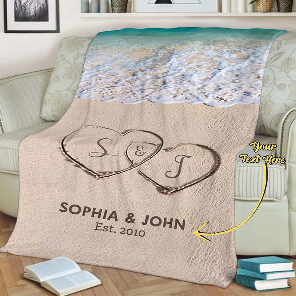 Customized Name Blanket for Couples from Husband/Wife, Family, Friends, Gift for Valentines, Birthday, Christmas, Thanksgiving, Proudly Shipped from USA Fleece or Sherpa Blanket