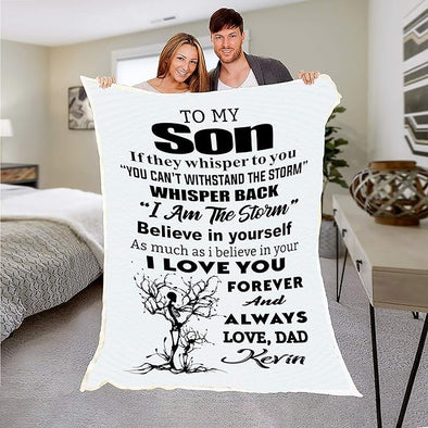 I Love You Forever and Always, Customized Premium Quality Fleece Blankets for Son with Beautiful Print and Quotes, Birthday, Children's Day, Supersoft and Warm Blanket