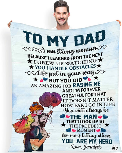 The Man The Myth The Legend, Customized Blanket for Father, with Custom Daughter Son Name, Gift for Birthday, Father's Day, Thanksgiving, Super Soft and Warm Blanket