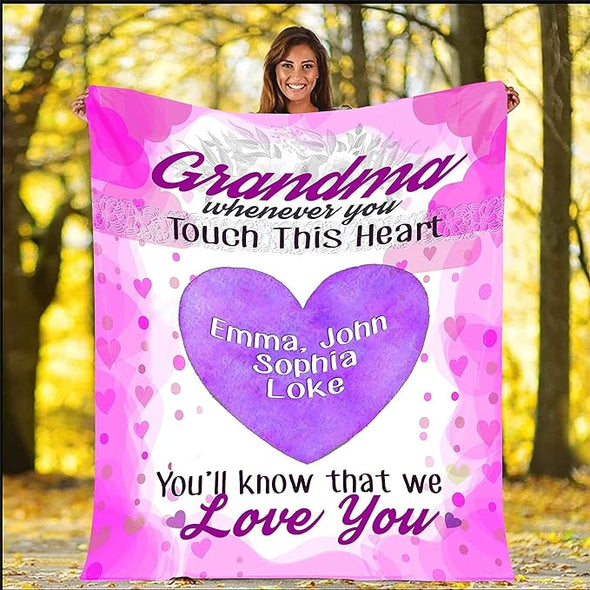 Personalized Grandma/Nana/papa Blanket - Customized with Your Nick and Grand Kids/Kids Names, Grandparents Customized Blanket, Grandparents Gift