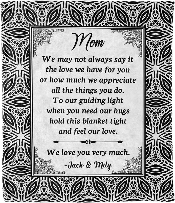 Customized Name Blanket for Mom/Mother, We Love You Very Much, Gift from Son/Daughter for Birthday, Mothers Day, Thanksgiving, Christmas, Proudly Printed in USA Fleece or Sherpa Blanket