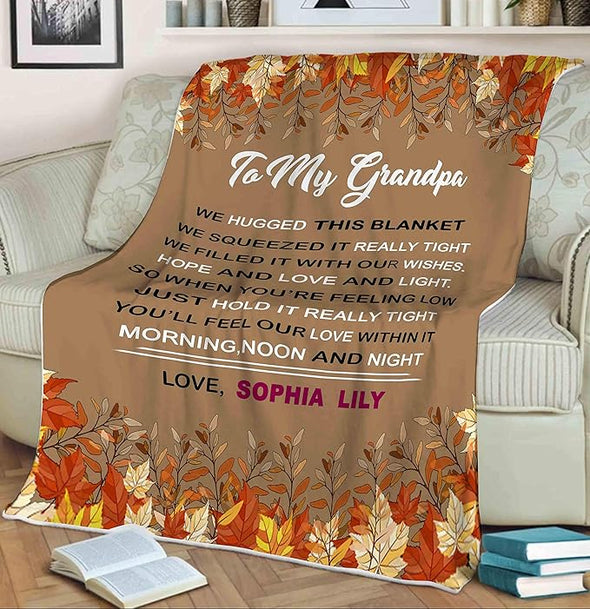 to My Grandpa We Filled It with Our Wishes, Customized Blanket for Grandparents with Grandkids Names/Nana/Papa/Granny/Mamma/Auntie/Grandma/Grandpa for her. Cozy and Supersoft Blanket