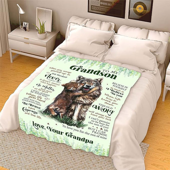 to My Grandson, I Believe in You,Customized Premium Fleece Blankets for Grand Son with Quotes, Birthday, Children's Day Gifts, Supersoft and Cozy Blanket