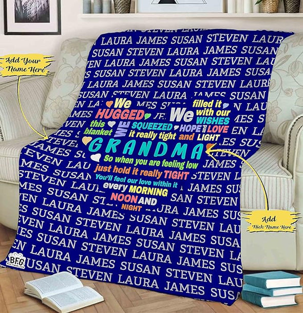 We Hugged This Blanket, Custom Grandparents Blanket, Customized Throw Blanket for Grandma, Grandpa, Nana, Gigi, Pop Etc, Grandparents Day, Christmas, Super Soft Blanket