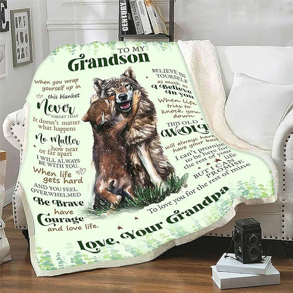 to My Grandson, I Believe in You,Customized Premium Fleece Blankets for Grand Son with Quotes, Birthday, Children's Day Gifts, Supersoft and Cozy Blanket