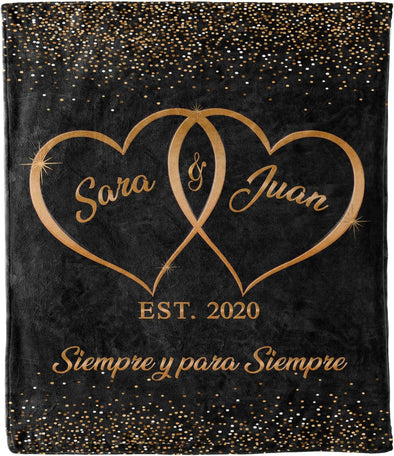Forever Yours Personalized Couple's Blanket - Ideal for Anniversaries, Valentine's Day, and Birthdays! Customizable Names and 'Siempre y para Siempre' Message Gift For Him/Her