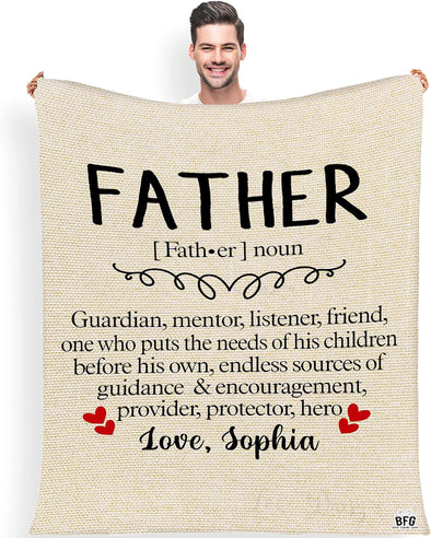 Guardian Mentor Listener Friend, Customized Blanket for Father, with Custom Name, Gift for Birthday, Father's Day, Thanksgiving, Super Soft and Warm Blanket